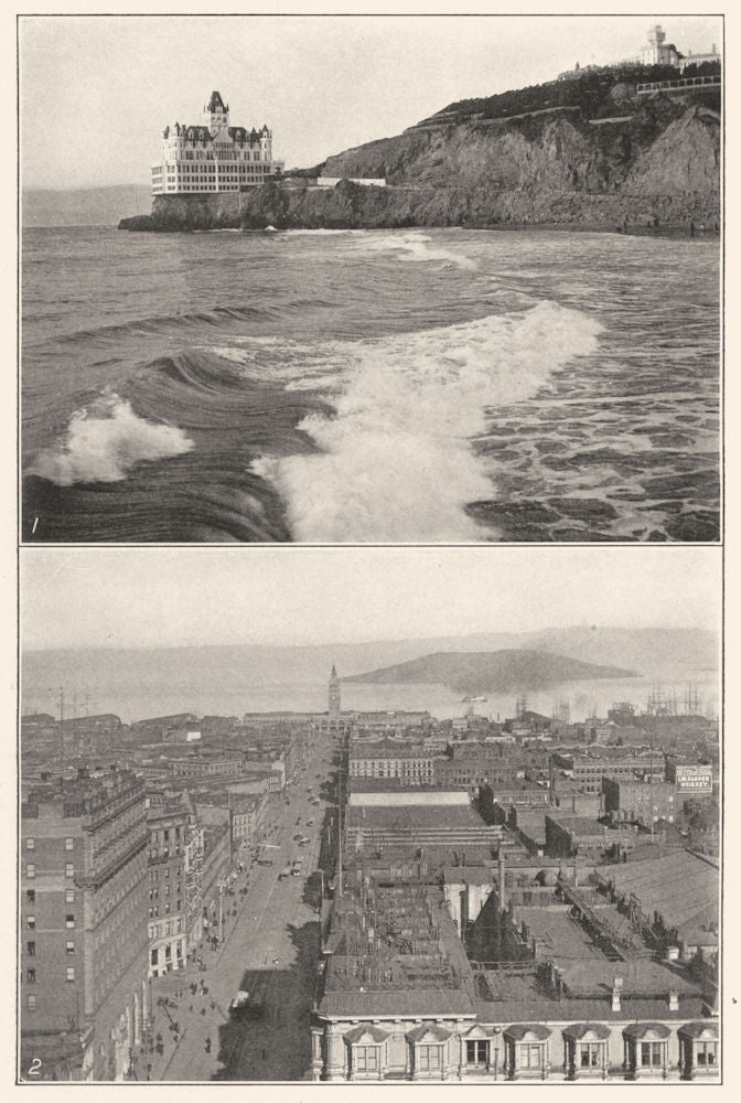 CALIFORNIA. San Francisco; 1 Cliff House; 2 Market street, looking east 1907